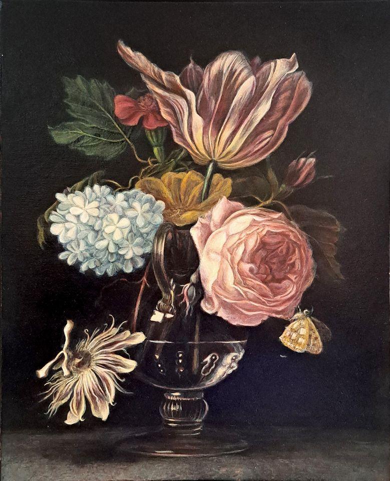 Free copy of "flowers in a glass vase", HENDRIK DE FROMANTIOU