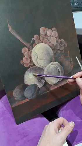 Peaches and Grapes – Classic Still Life